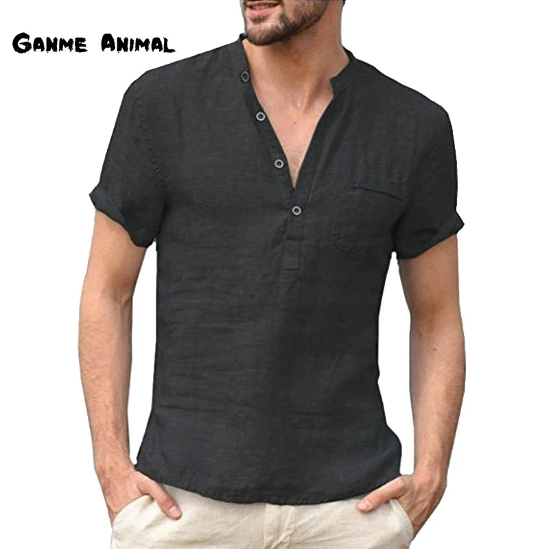 "Introducing our Summer Fashion Cotton Linen Casual T-Shirt for Men"