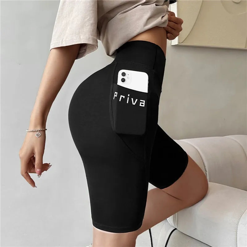 "Women's High Waist Yoga Sports Shorts"