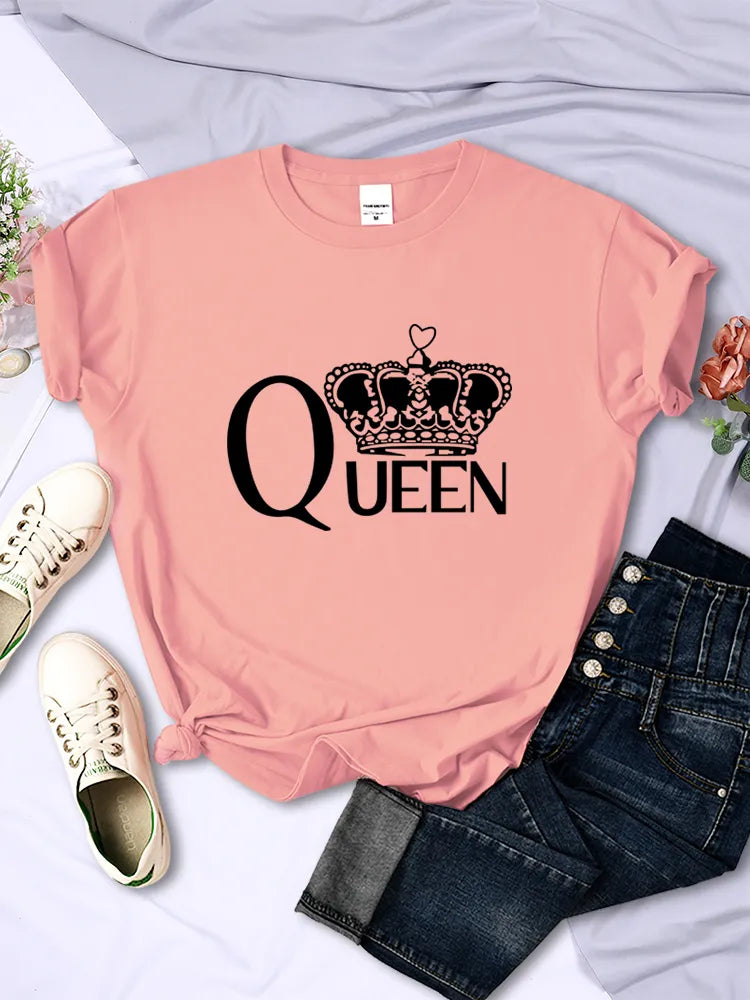 "Introducing our Queen's Big Crown Printed T-Shirt for Women"