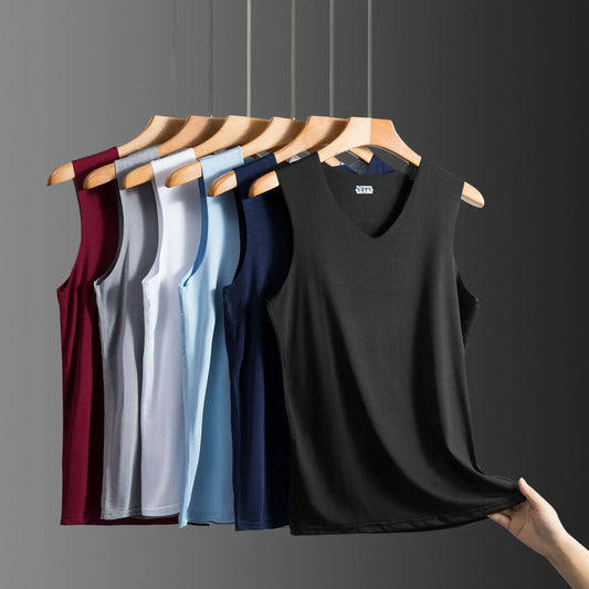 "Stay Cool and Comfortable: Men's Traceless Ice Silk Tank Top"