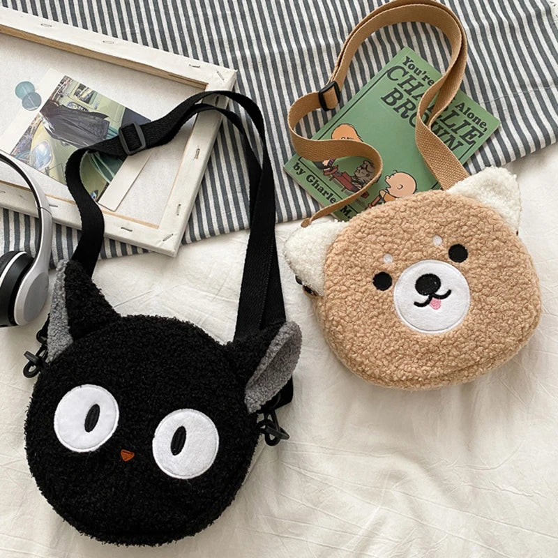 Cute Sheep-Shaped Plush Crossbody Bag for Girls - Mini Coin Purse Wallet