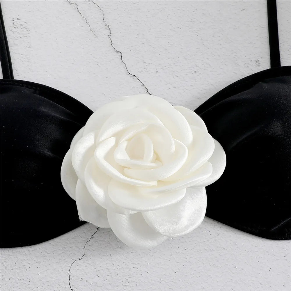 "Introducing our 2024 Women's Sexy Flower Bandeau Thong Bikini"