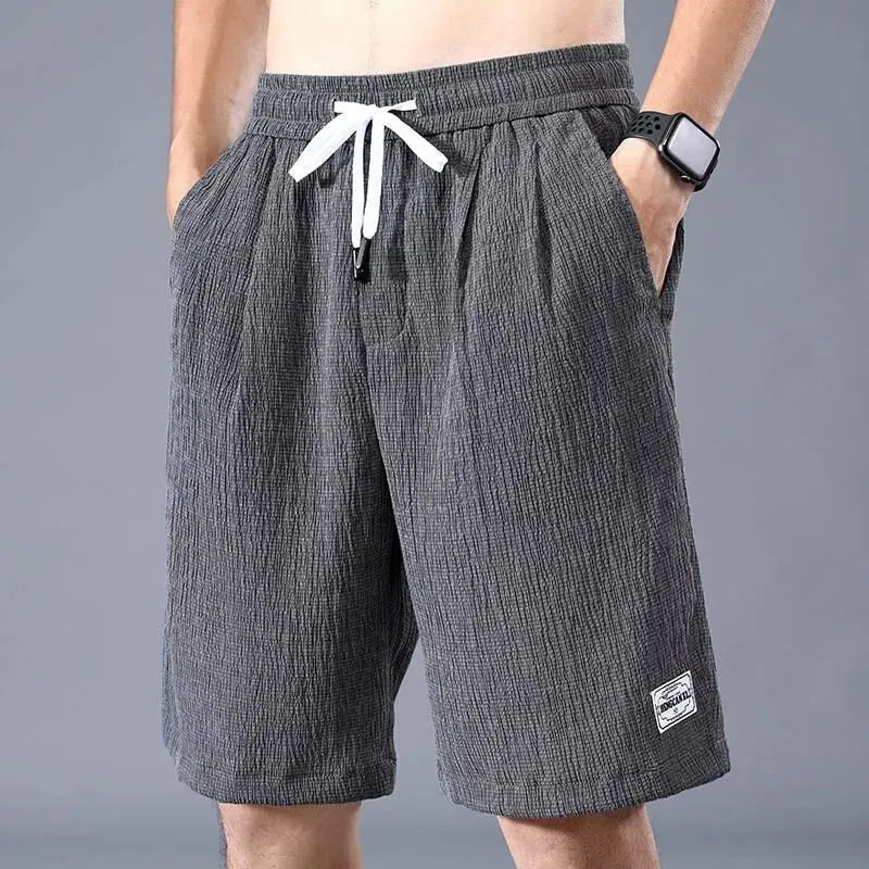 Men's Lace Silk Sports Shorts: Thin, Loose, Straight-Leg Cropped Pants