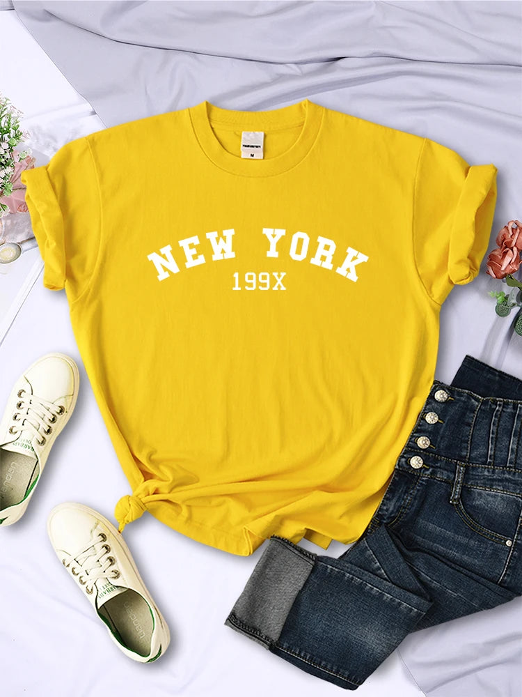 "Introducing our New York 199X Personality Letter T-Shirt for Women"