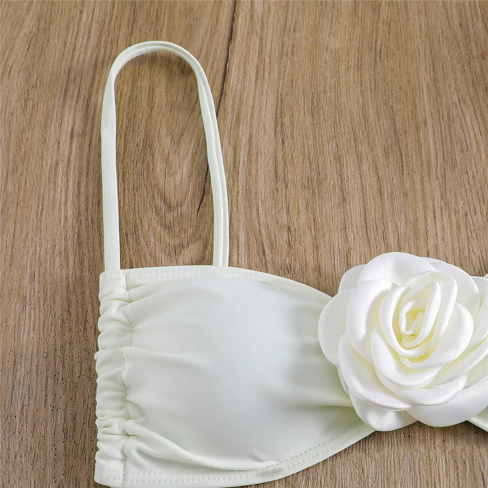 "Introducing our 2024 Women's Sexy Flower Bandeau Thong Bikini"