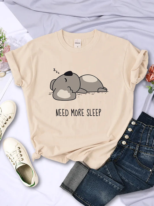 "Introducing our "Need More Sleep" Cartoon Bear Women's T-Shirt"