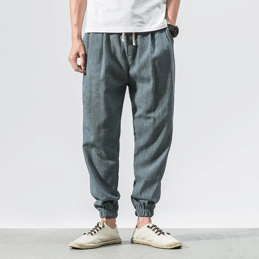 "Elevate your summer wardrobe with our Men's Cotton Linen Casual Harem Pants"