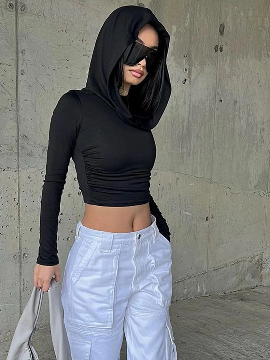 "Embrace the perfect blend of style and comfort with our Women's Hooded Crop Top"