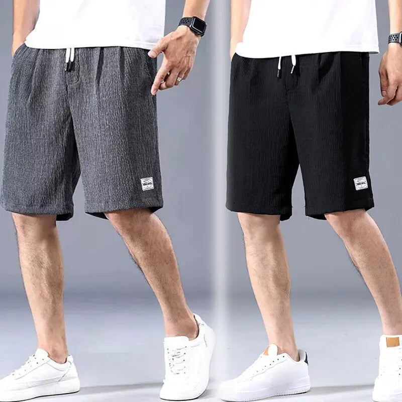 Men's Lace Silk Sports Shorts: Thin, Loose, Straight-Leg Cropped Pants