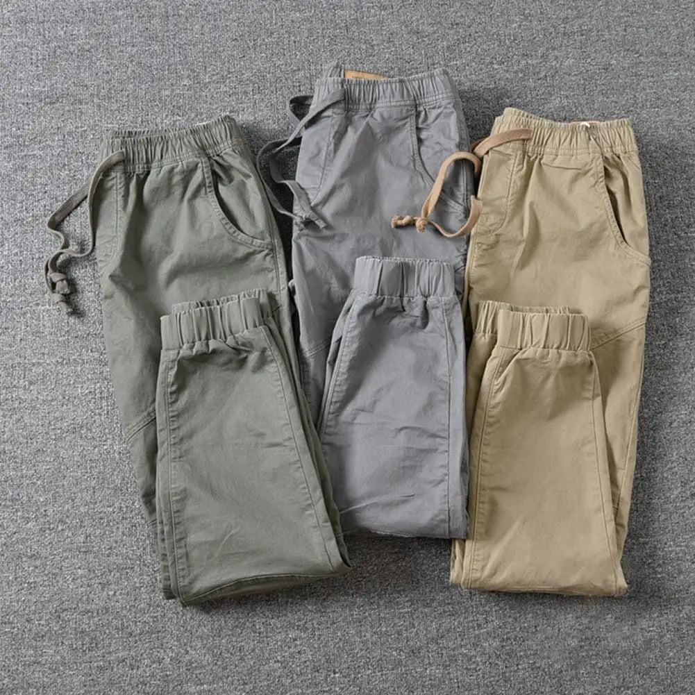 "Sporty Slim Fit Cargo Joggers: Stylish Men's Pure Color Pants"