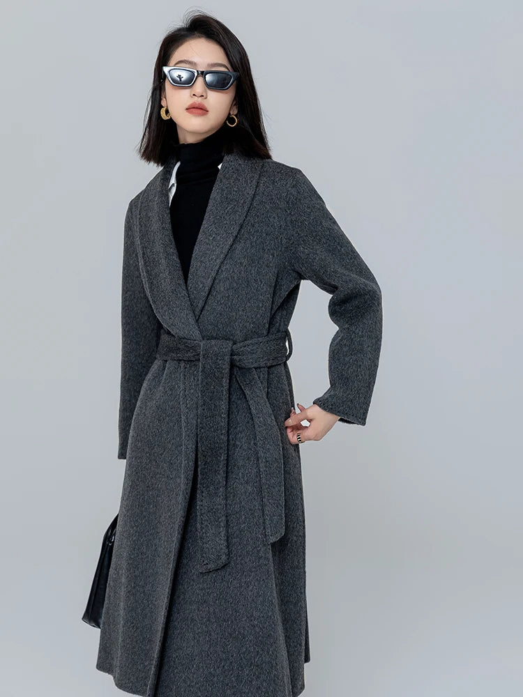 "Green Fruit Collar Wool Coat for Women"