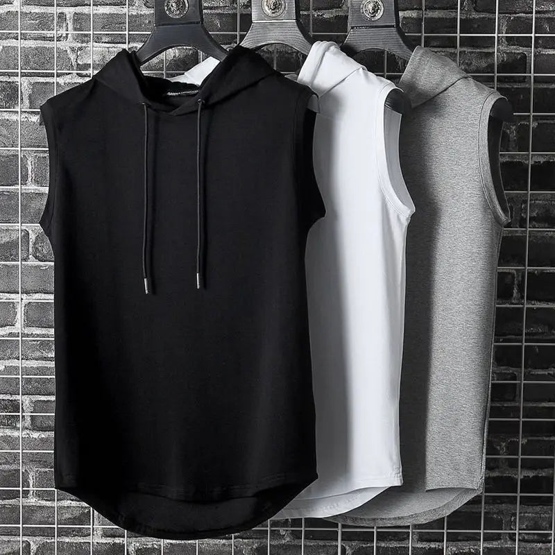 "Introducing our Men's Hooded Sleeveless Shirt"