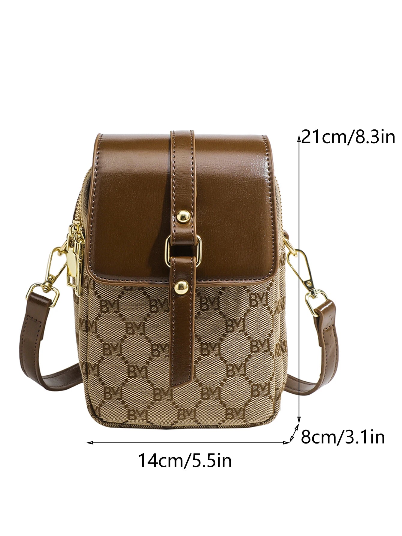 Women's Checkered Diagonal Cross Small Round Bag: Retro Contrasting Flip Shoulder Bag