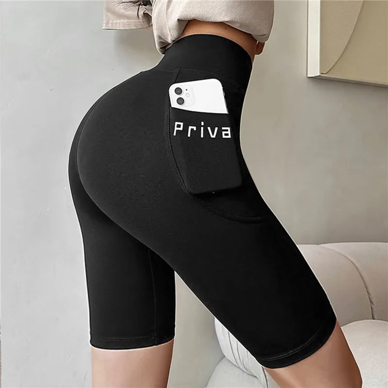 "Women's High Waist Yoga Sports Shorts"