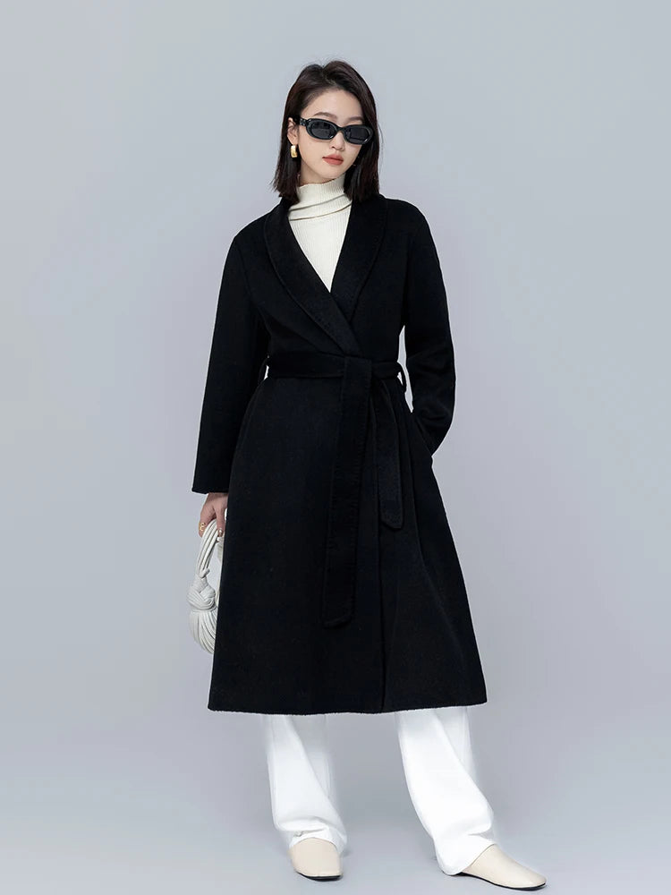 "Green Fruit Collar Wool Coat for Women"