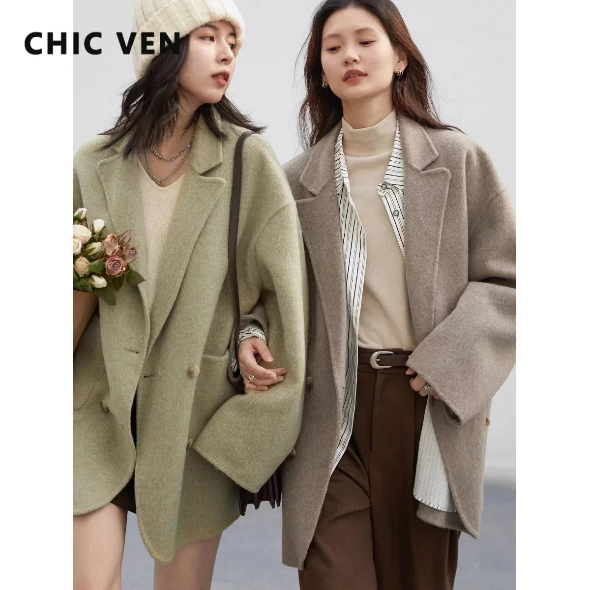 "Introducing the CHIC VEN Women's Woolen Coat"