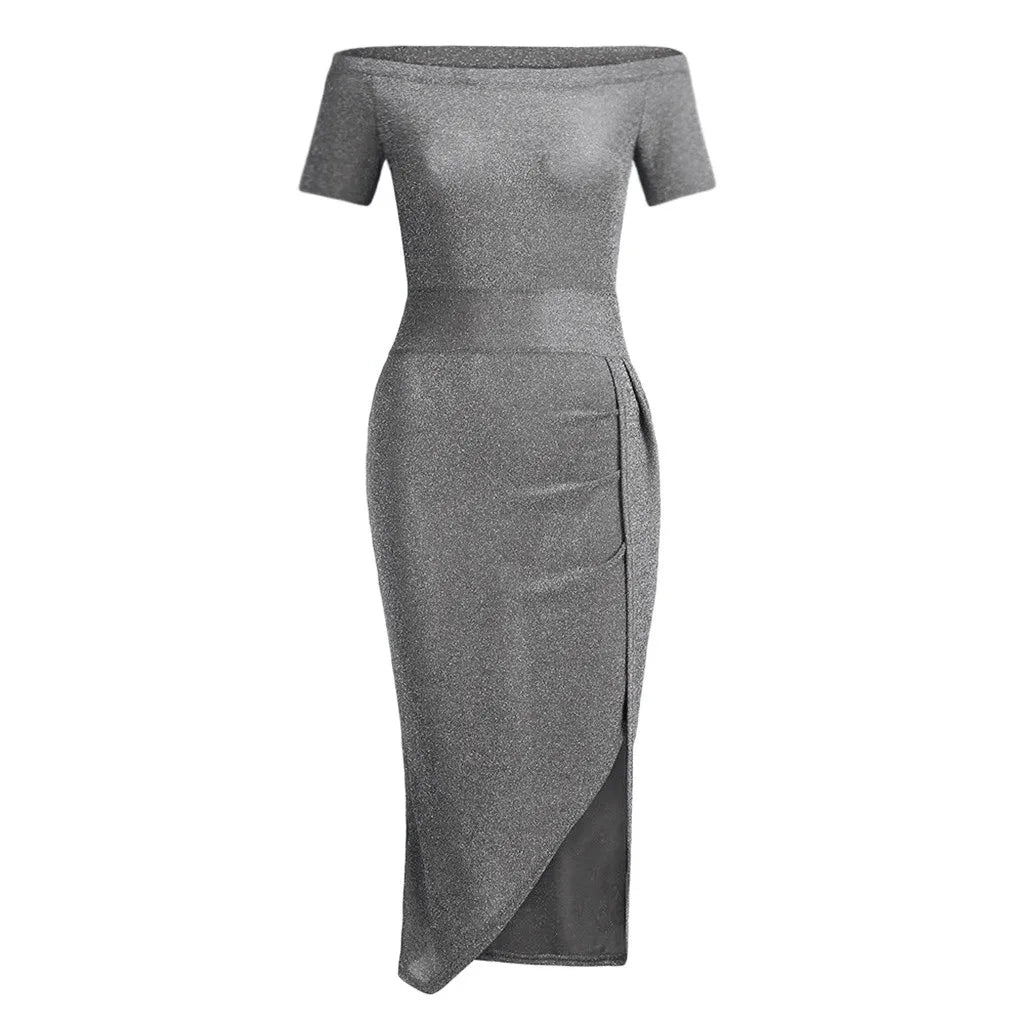 "Sophisticated Elegance: Asymmetrical Split Pencil Dress"