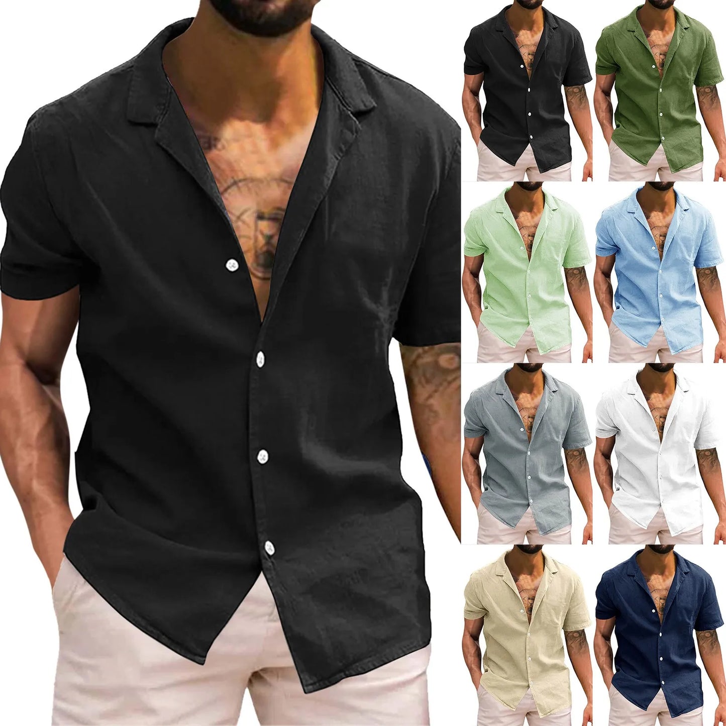 "Elevate your summer wardrobe with our Men's Black Beach Style Hawaii Shirt"