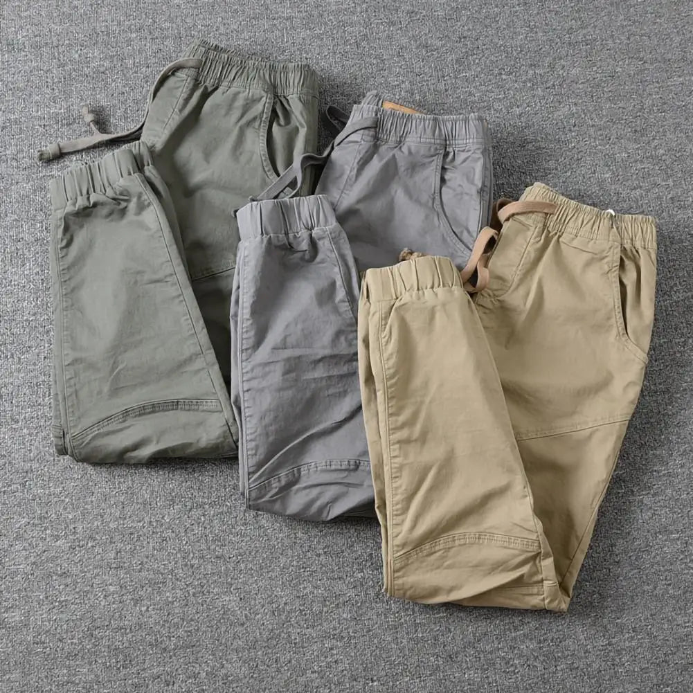 "Sporty Slim Fit Cargo Joggers: Stylish Men's Pure Color Pants"