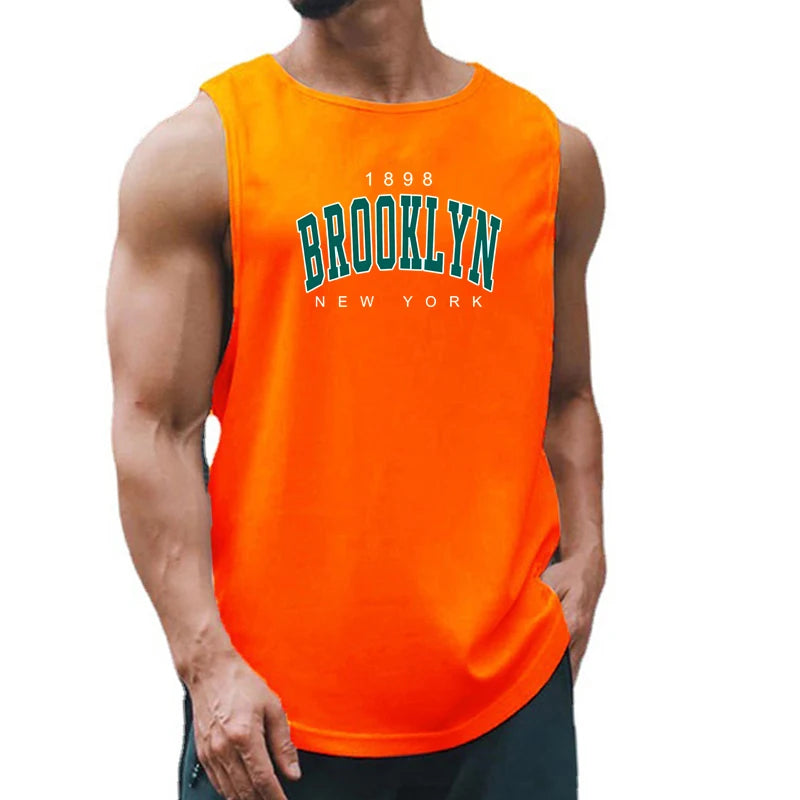 "Elevate your athletic wardrobe with our 1898 Brooklyn New York Printed Sports Tank Top"