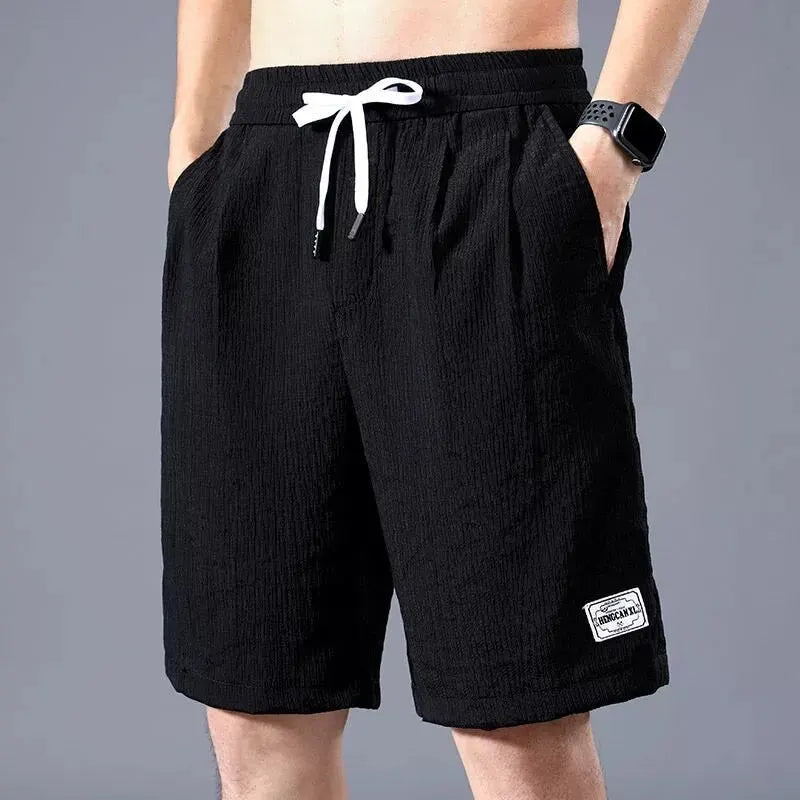 Men's Lace Silk Sports Shorts: Thin, Loose, Straight-Leg Cropped Pants