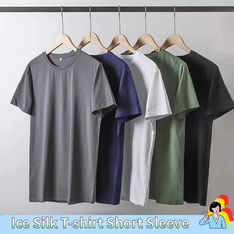 "Stay cool and comfortable this summer with our Men's Ice Silk T-Shirt"