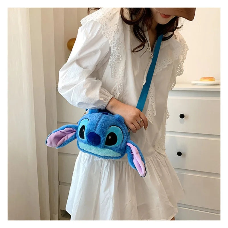 Disney Lilo & Stitch Kawaii Plush Messenger Bag - Soft Cartoon Handbag for Children